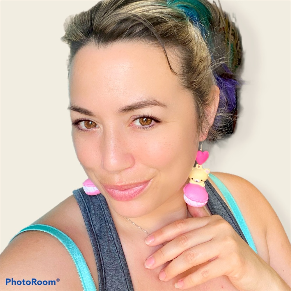 Kawaii bear, heart and macaroon dangle earrings